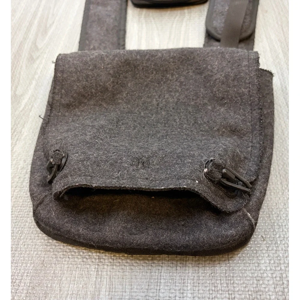 Y2K American Eagle Charcoal Wool Felt Utility Crossbody Bag‎ Zip Wallet Set